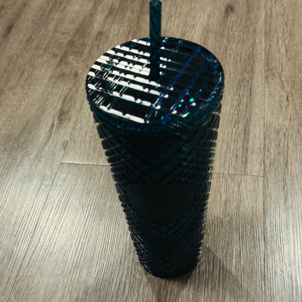 Starbucks Dark Green Grid Studded Venti 24oz Cold Cup Tumbler 011127043 New